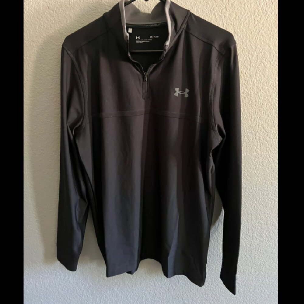 NWT Under Armour Men’s Quarter Zip Golf Pullover Sweatshirt Sz S color Black